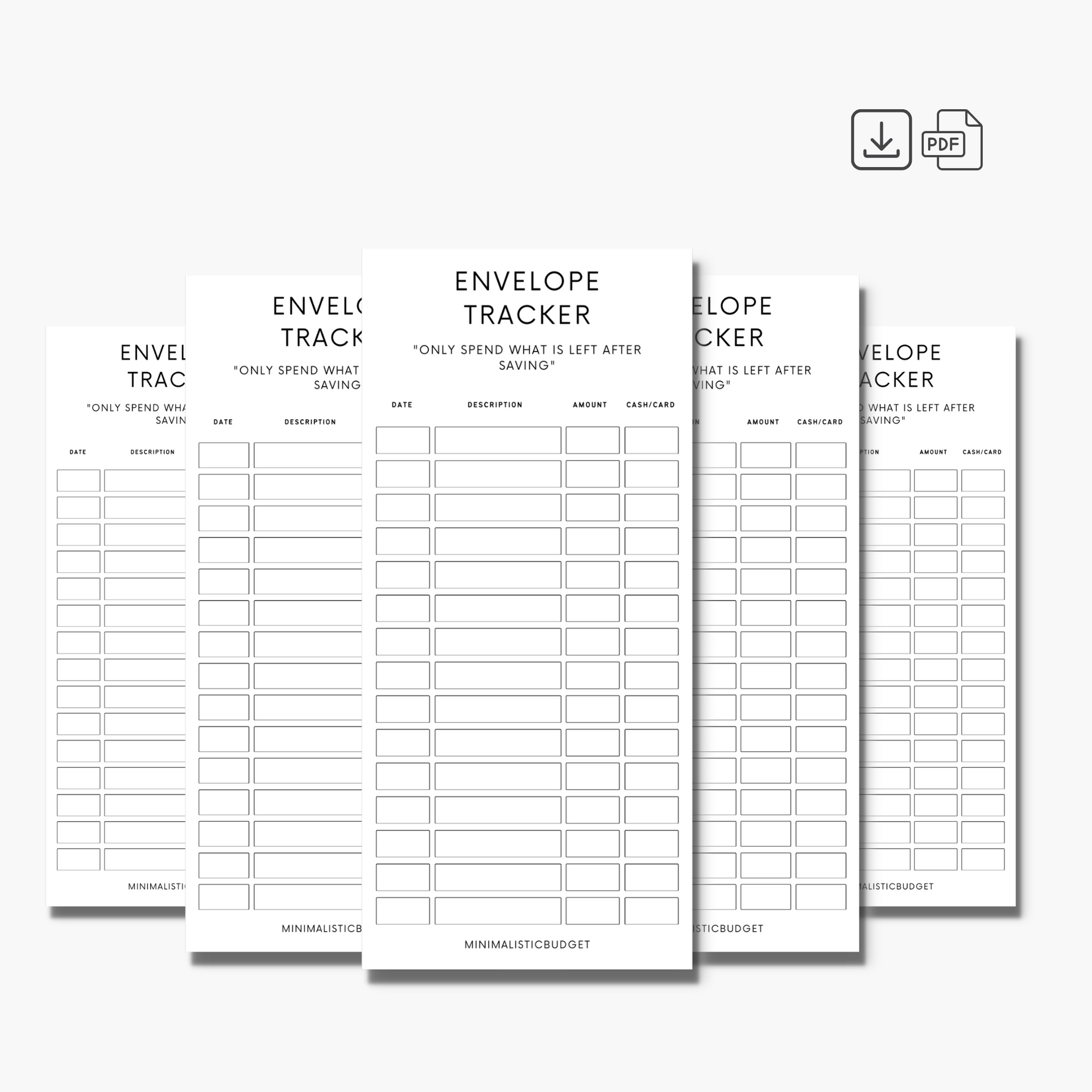 CASH ENVELOPE TRACKERS | DIGITAL DOWNLOAD – Minimalistic Budget for Cashless Envelope Tracker Printable Free